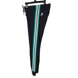 Victorias Secret Pink S Joggers Athletisure Campus Blk/Grn/Wht Stripe Preppy
